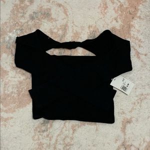 Long Sleeve Open Back Cropped Top